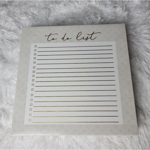Oliver Gal To Do List Gold Fashion Wall Art Louis Vuitton Monogram Print Canvas - Picture 2 of 15